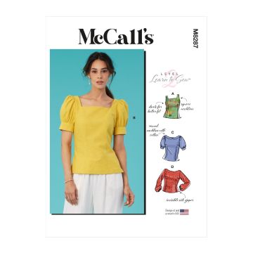 McCalls Sewing Pattern 8287 (A) - Misses Tops 6-14 M8287A5 6-14