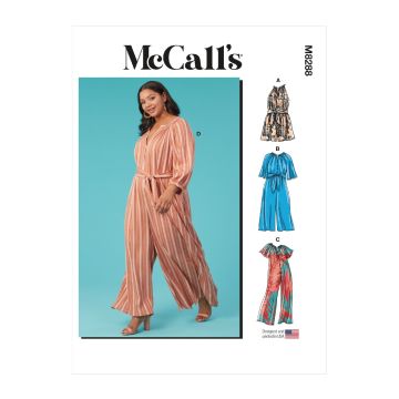 McCalls Sewing Pattern 8288 (A) - Misses Romper Jumpsuits Sash 8-16 M8288B5 8-16