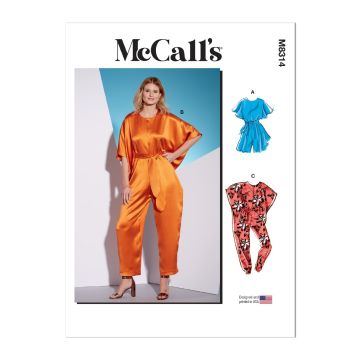McCalls Sewing Pattern 8314 (ZZ) - Misses Romper Jumpsuits L-XXL M8314ZZ L-XXL