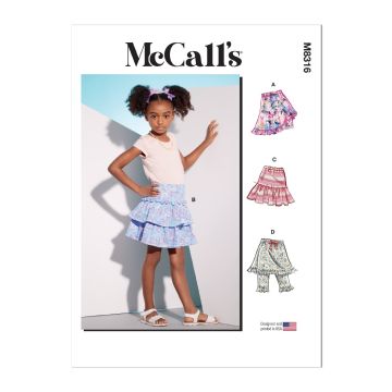 McCalls Sewing Pattern 8316 (A) - Childrens  Skirts 2-6 M8316A 2-6