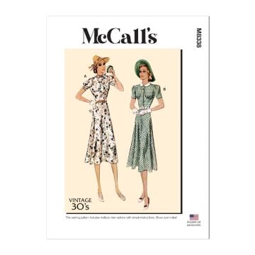 McCalls Sewing Pattern 8338 (E5) - Misses Vintage Dresses & Belt 14-22 8338 14-22