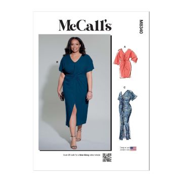 McCalls Sewing Pattern 8340 (W2) - Womens Knit Dress 20-28 8340 20W-28W