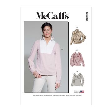 McCalls Sewing Pattern 8343 (Y) - Misses Pull Over Top XS-M 8343 XS-M