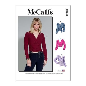 McCalls Sewing Pattern 8344 (Y) - Misses Knit Top XS-M 8344 XS-M