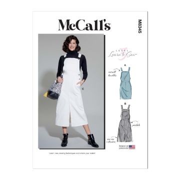 McCalls Sewing Pattern 8345 (A5) - Misses Skirt Overalls 6-14 8345 6-14