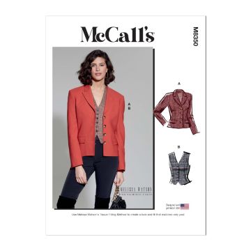 McCalls Sewing Pattern 8350 (A5) - Misses Blazer & Vest 6-14 8350 