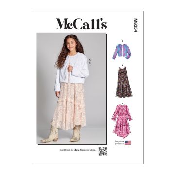 McCalls Sewing Pattern 8354 (A) - Girls Dress Slip Dress & Jacket 7-14 8354 7-14