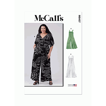 McCalls Sewing Pattern 8457 (A) Misses Loose Fit Jumpsuit and Sash  S-XXL