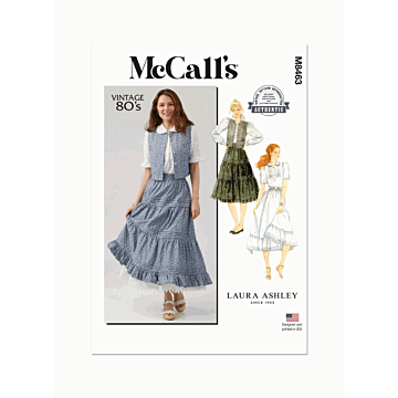 McCalls Sewing Pattern 8463 (A) Misses Blouse Vest Skirt & Petticoat  8-16