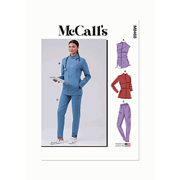 McCalls Sewing Pattern 8468 (BB) Misses Scrubs  L-XXL