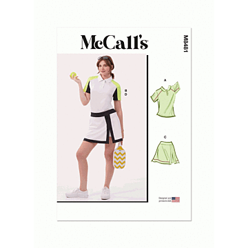McCalls Sewing Pattern 8481 (Y5) Misses Knit Tops and Skorts  18-26