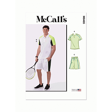 McCalls Sewing Pattern 8485 (AA) Mens Knit Tops and Shorts  34-42