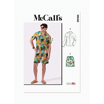 McCalls Sewing Pattern 8486 (AA) Mens Shirts and Shorts  34-42