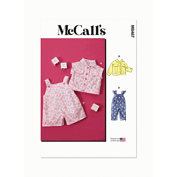McCalls Sewing Pattern 8487 (A) Infants Vest Jacket and Overalls  XS-L