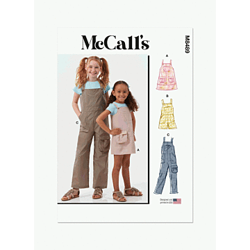 McCalls Sewing Pattern 8489 (HH) Childrens & Girls Pinafore & Overalls  3-6