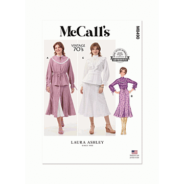 McCalls Sewing Pattern 8490 (A) Miss Tops & Skirt by Laura Ashley  8-16