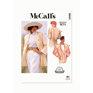 McCalls Sewing Pattern 8491 (A) Misses Unlined Jacket  8-16