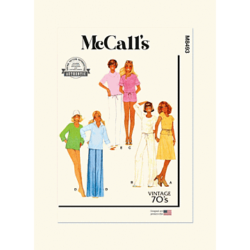 McCalls Sewing Pattern 8493 (A) Misses Knit Tops Skirt Pant & Shorts  XS-L