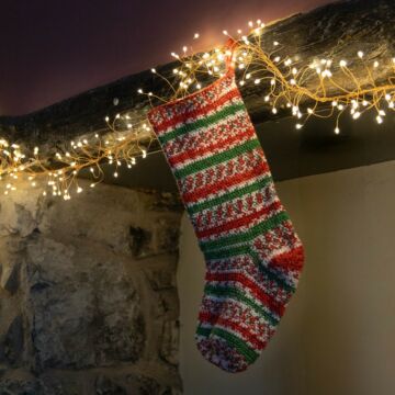 Festive Stripes Crochet Stocking in Yuletide Bliss DK PDF Pattern  