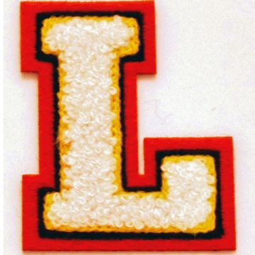 Habico Iron On Raised Varsity Alphabet Motifs L Cream Red Black 5cm