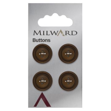 Milward Carded Buttons Rimmed 4 Hole Copper 18mm Pack of 4