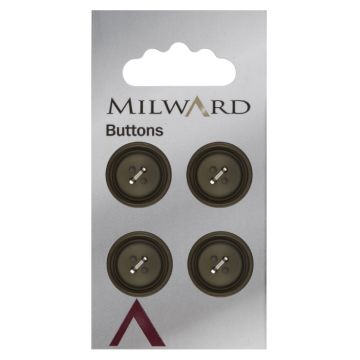Milward Carded Buttons Rimmed 4 Hole Gold 18mm Pack of 4
