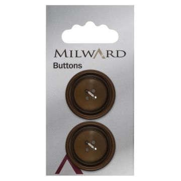 Milward Carded Buttons Rimmed 2 Hole Copper 28mm Pack of 2
