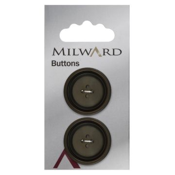 Milward Carded Buttons Rimmed 2 Hole Gold 28mm Pack of 2