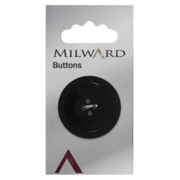 Milward Carded Buttons Rimmed 4 Hole Black 34mm Pack of 1