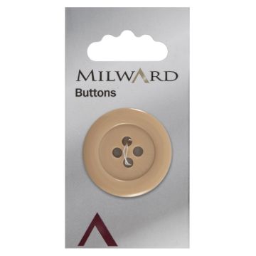 Milward Carded Buttons Rimmed 4 Hole Natural 34mm Pack of 1