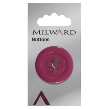 Milward Carded Buttons Rimmed 4 Hole Dark Pink 34mm Pack of 1