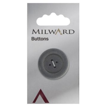Milward Carded Buttons Chunky Flocked 4 Hole Grey 28mm Pack of 1