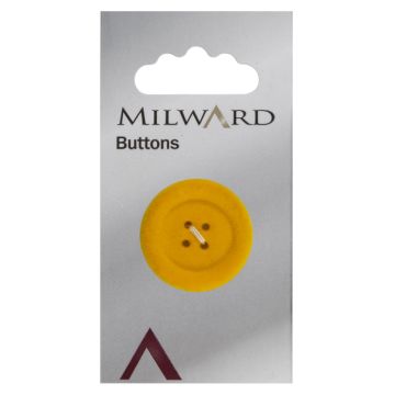 Milward Carded Buttons Chunky Flocked 4 Hole Yellow 28mm Pack of 1