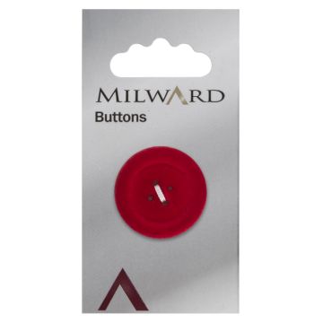 Milward Carded Buttons Chunky Flocked 4 Hole Red 28mm Pack of 1
