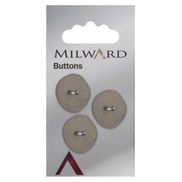 Milward Carded Buttons Oval Stone Effect 2 Hole Light Grey 22mm Pack of 3