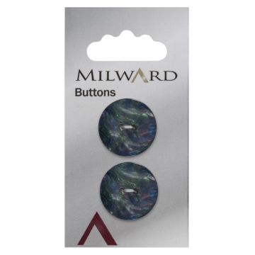 Milward Carded Buttons Round Galaxy Shimmer 2 Hole Blue 22mm Pack of 2
