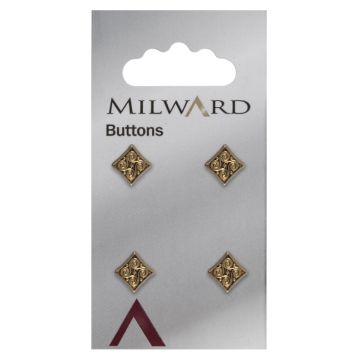 Milward Carded Buttons Square Shank Gold 11.5mm Pack of 4