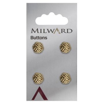 Milward Carded Buttons Knot Shank Gold 10mm Pack of 4