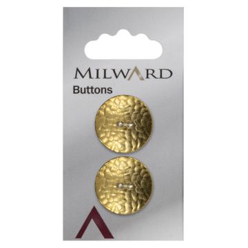 Milward Carded Buttons Dimpled Round 2 Hole Gold 20mm Pack of 2