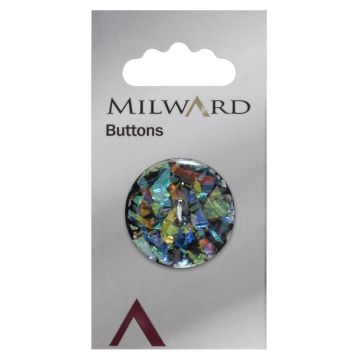 Milward Carded Buttons Round Sparkly Fleck 2 Hole Multi Black 28mm Pack of 1
