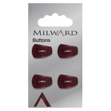 Milward Carded Buttons Abstract Rectangle 2 Hole Wine 18mm Pack of 4