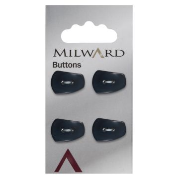 Milward Carded Buttons Abstract Rectangle 2 Hole Grey 18mm Pack of 4
