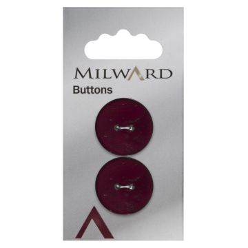 Milward Carded Buttons Round Coconut 2 Hole Lipstick Red 22mm Pack of 2