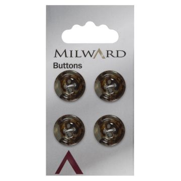 Milward Carded Buttons Round Flecks 4 Hole Smoky Bronze 15mm Pack of 5