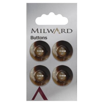 Milward Carded Buttons Round 4 Hole Tortoiseshell 18mm Pack of 4