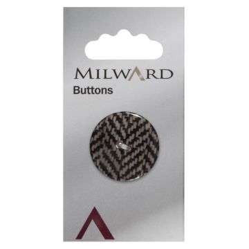 Milward Carded Buttons Round Chevron Pattern 2 Hole Brown Cream 25mm Pack of 1
