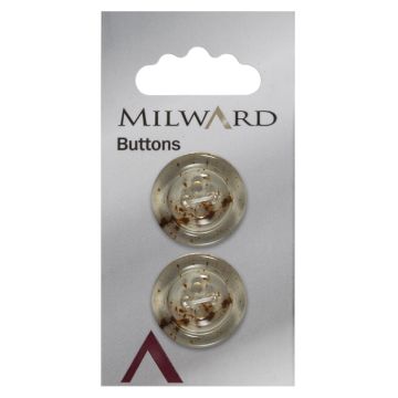 Milward Carded Buttons Round 4 Hole Clear Bronze 23mm Pack of 2