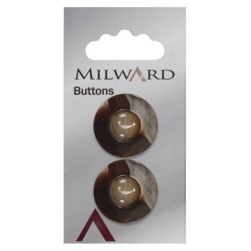 Milward Carded Buttons Round 4 Hole Tortoiseshell 23mm Pack of 2