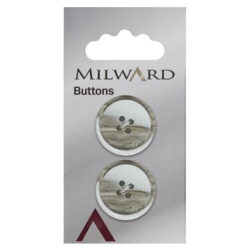 Milward Carded Buttons Round Tilted Inner 4 Hole White Stone 25mm Pack of 2
