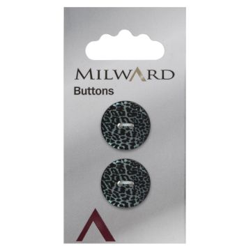 Milward Carded Buttons Round Animal Print 2 Hole Mother of Pearl 18mm Pack of2
